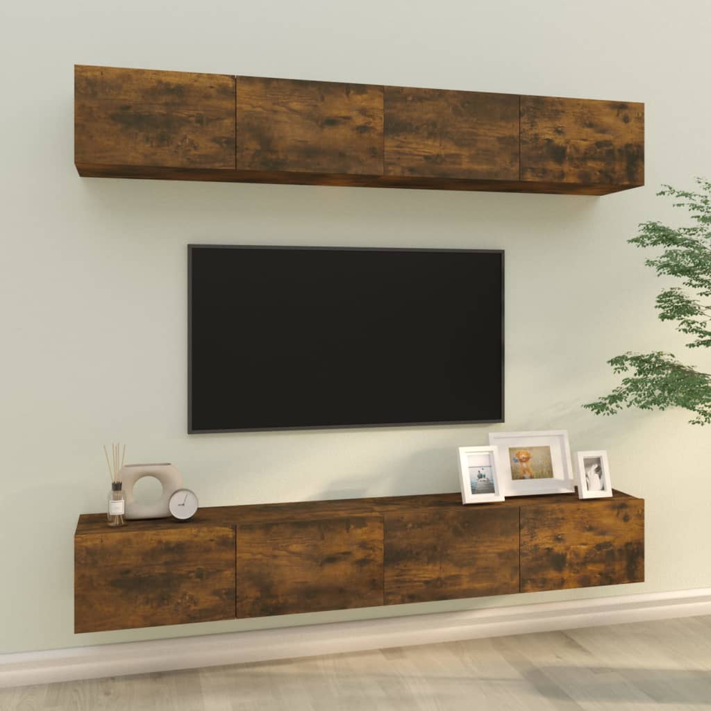 vidaXL Tv-meubels 4 st 80x30x30 cm bewerkt hout wit