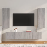 vidaXL 4-delige Tv-meubelset bewerkt hout wit