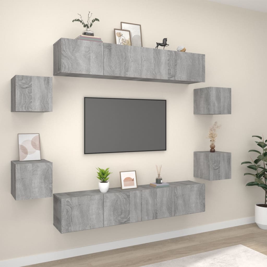 vidaXL 8-Piece TV Cabinet Set Engineered Wood White