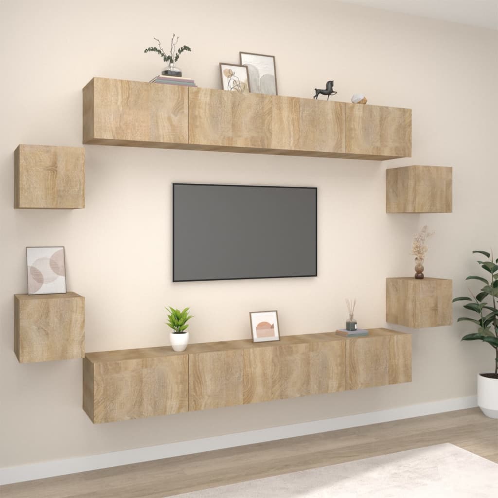 vidaXL 8-Piece TV Cabinet Set Engineered Wood White