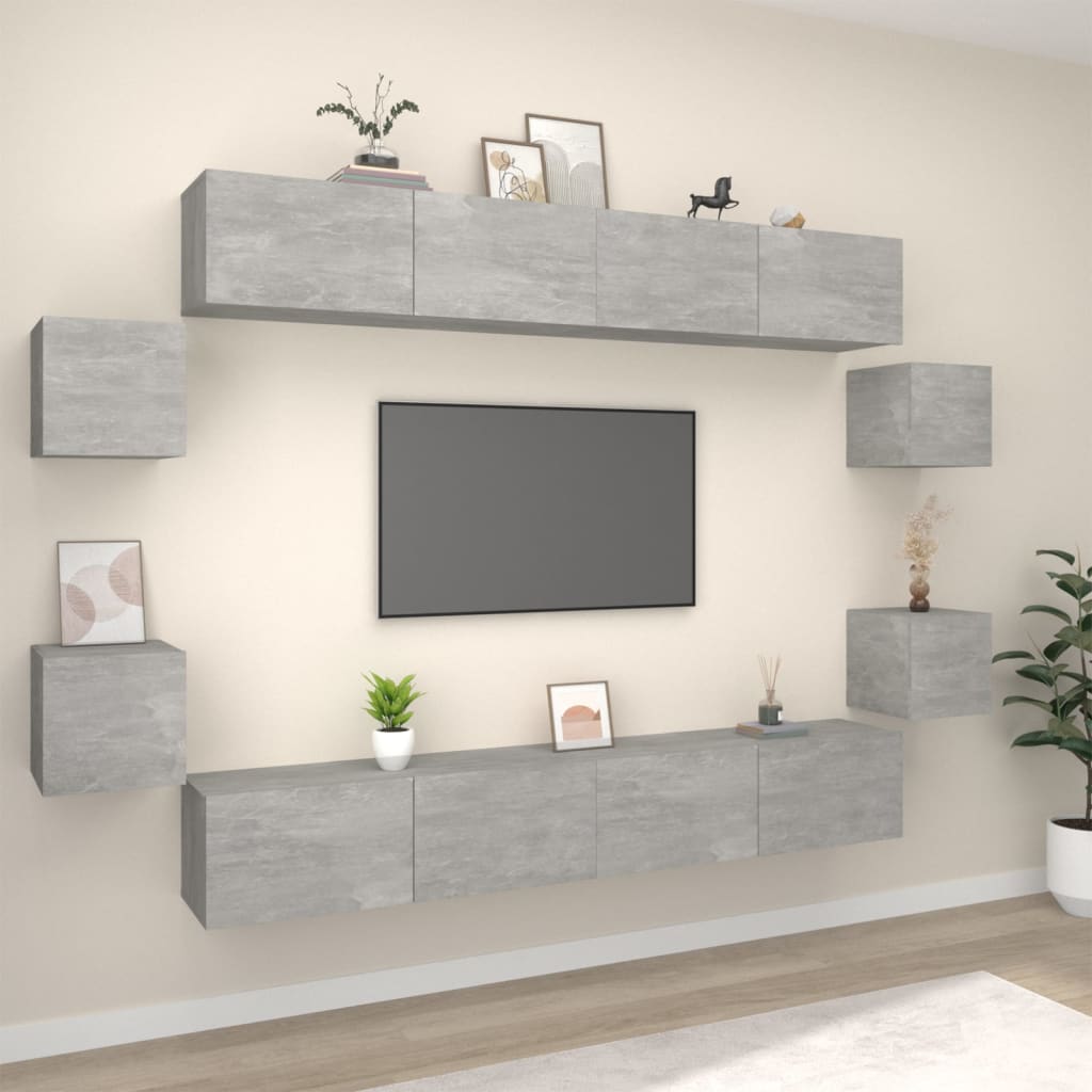 vidaXL 8-Piece TV Cabinet Set Engineered Wood White