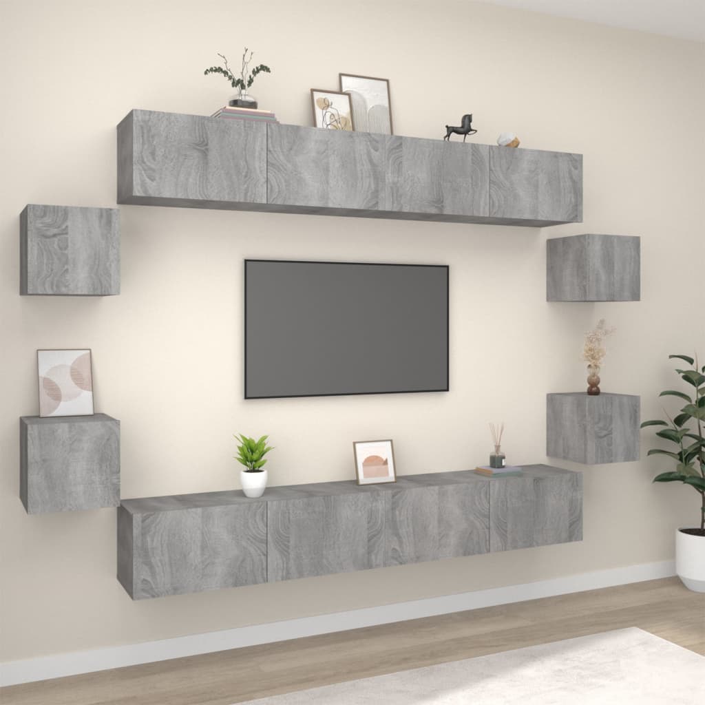 vidaXL 8-Piece TV Cabinet Set Engineered Wood White