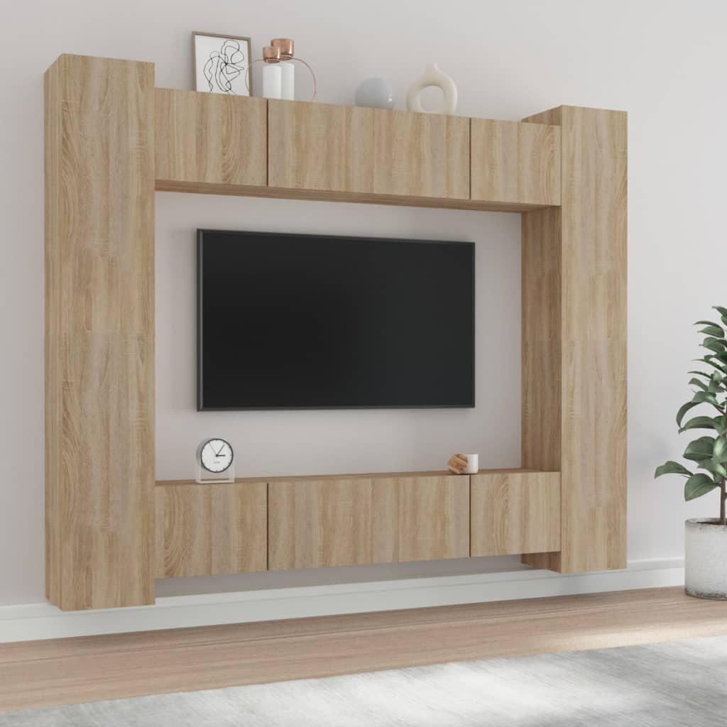 vidaXL 8-delige Tv-meubelset bewerkt hout wit