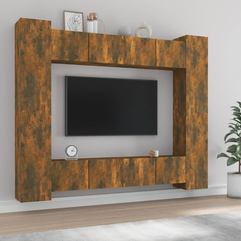 vidaXL 8-delige Tv-meubelset bewerkt hout wit