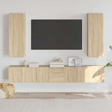 vidaXL 5-delige Tv-meubelset bewerkt hout wit
