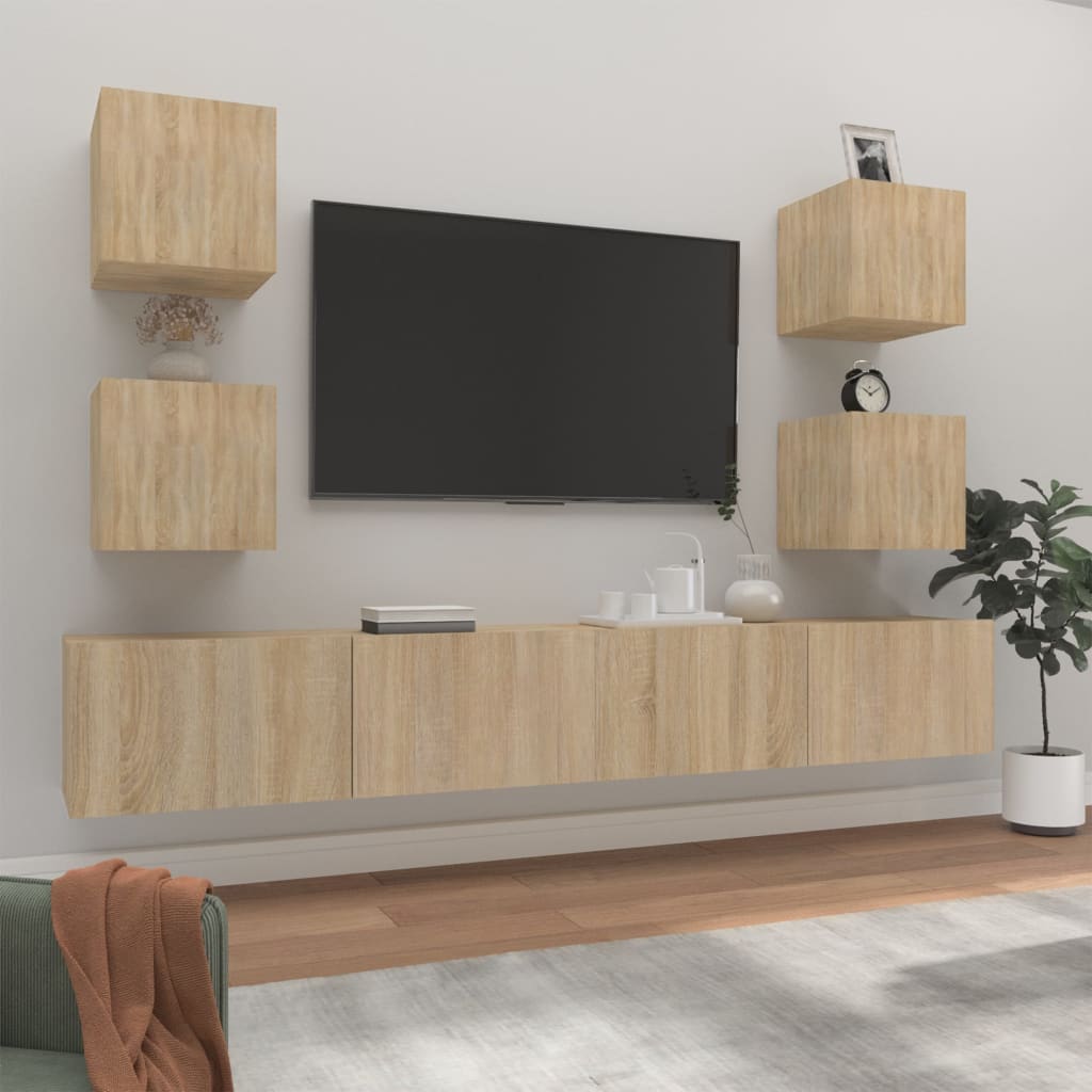 vidaXL 6-Piece TV Cabinet Set Engineered Wood White