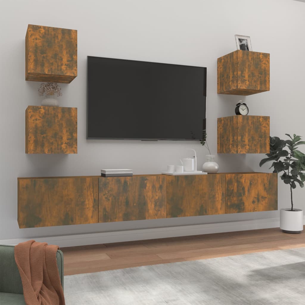 vidaXL 6-Piece TV Cabinet Set Engineered Wood White
