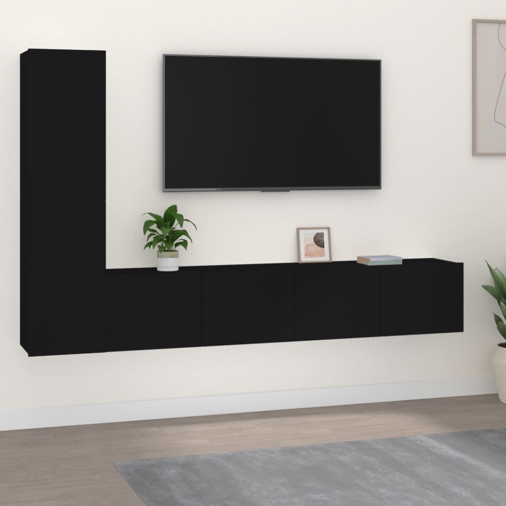 vidaXL 4-delige Tv-meubelset bewerkt hout wit