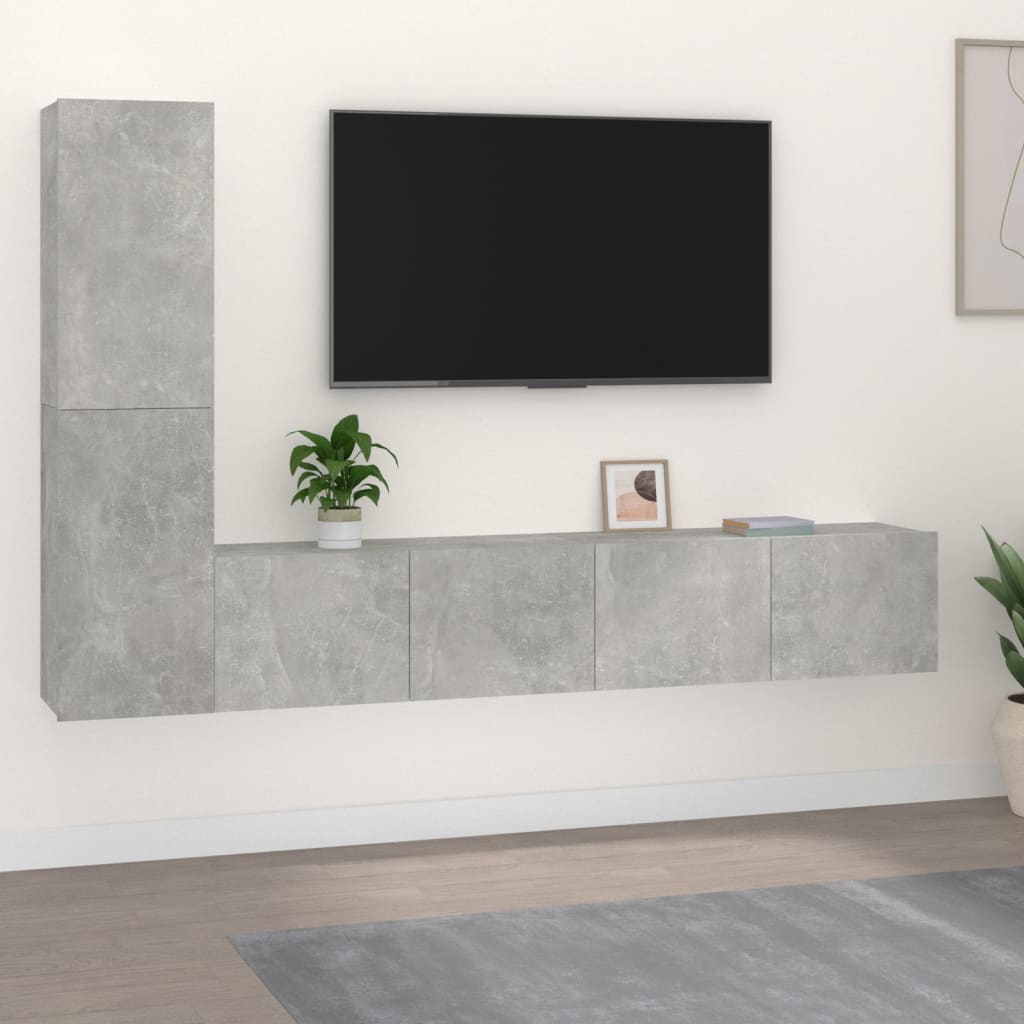 vidaXL 4-delige Tv-meubelset bewerkt hout wit