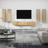 vidaXL 6-delige Tv-meubelset bewerkt hout wit