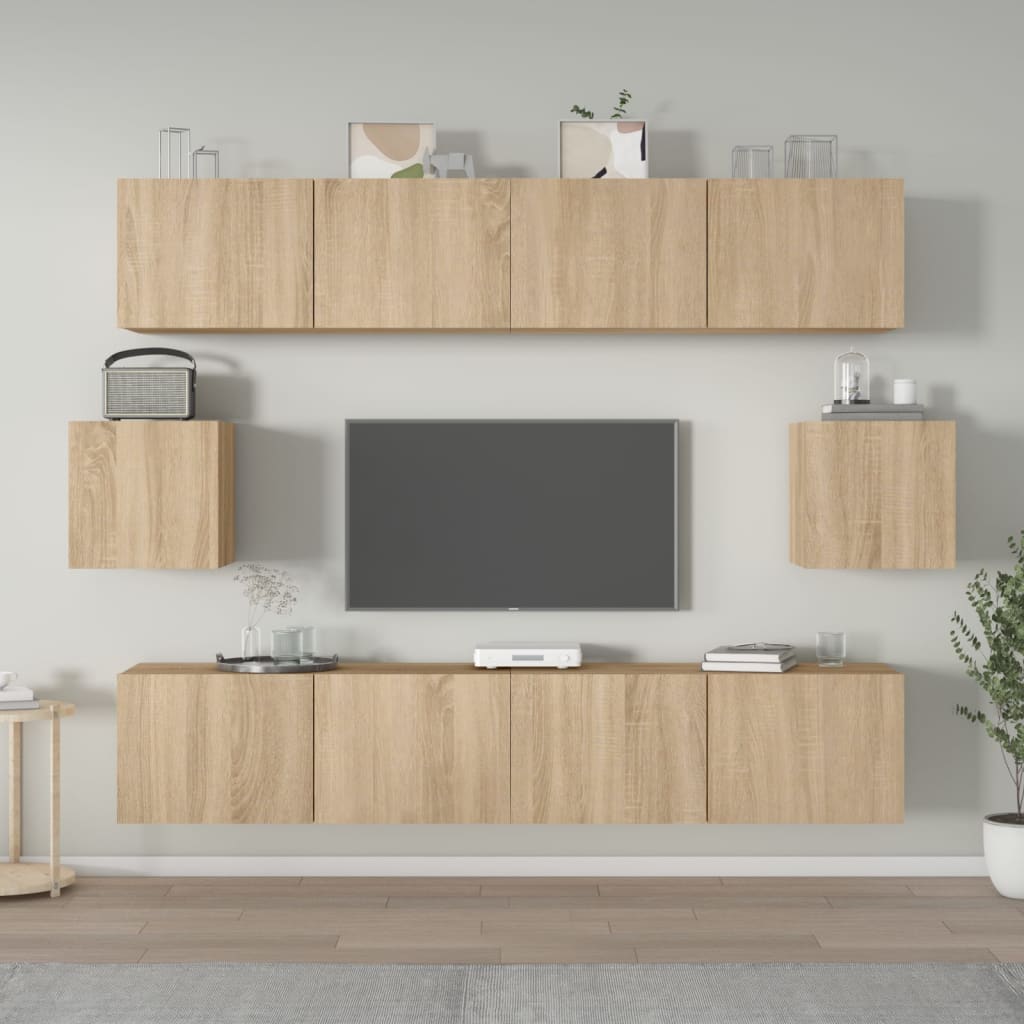 vidaXL 6-delige Tv-meubelset bewerkt hout wit