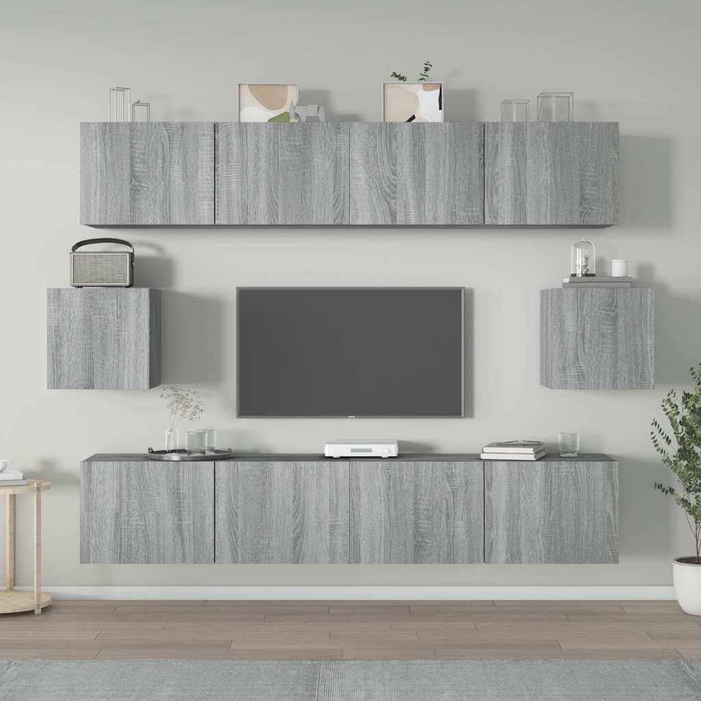 vidaXL 6-delige Tv-meubelset bewerkt hout wit