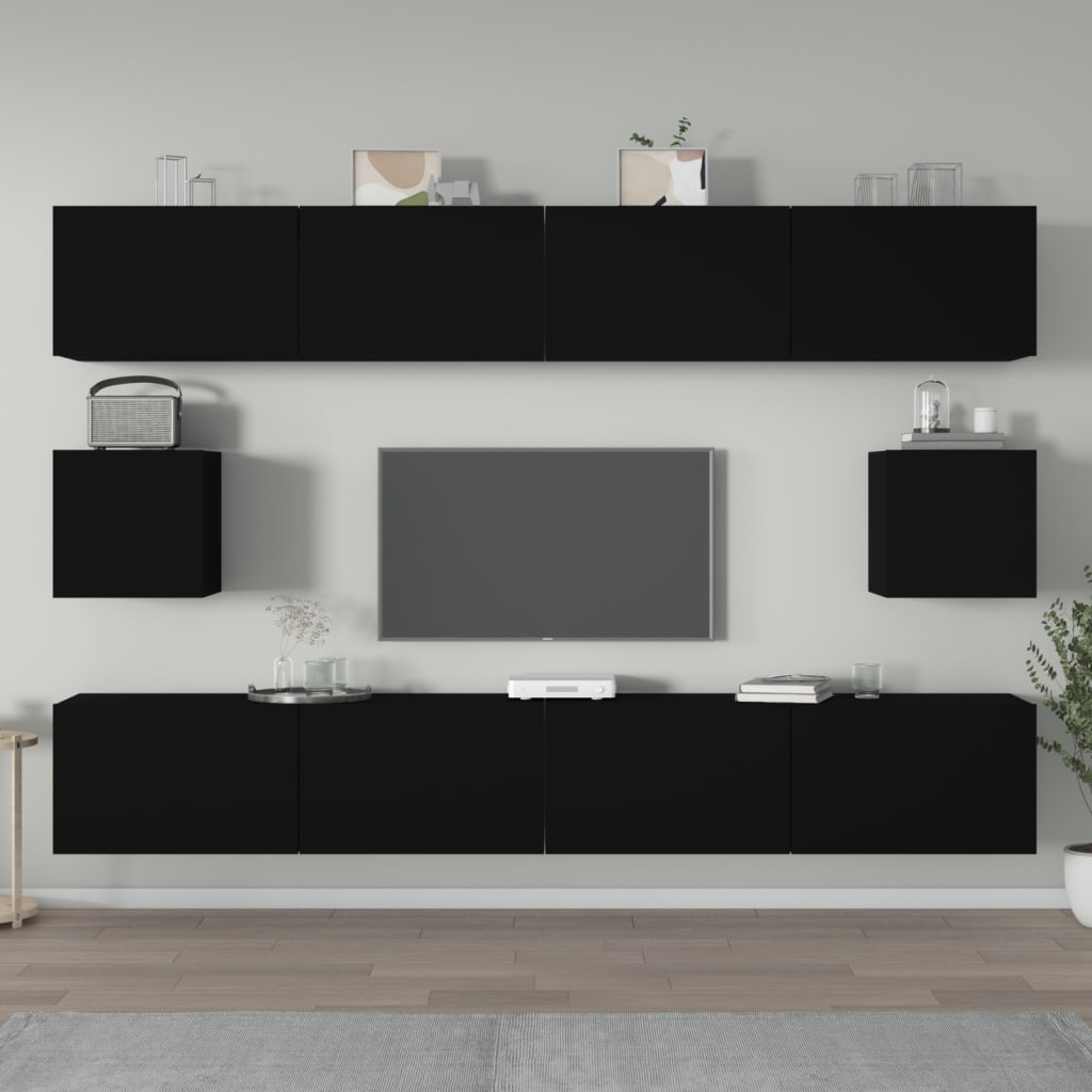 vidaXL 6-delige Tv-meubelset bewerkt hout wit