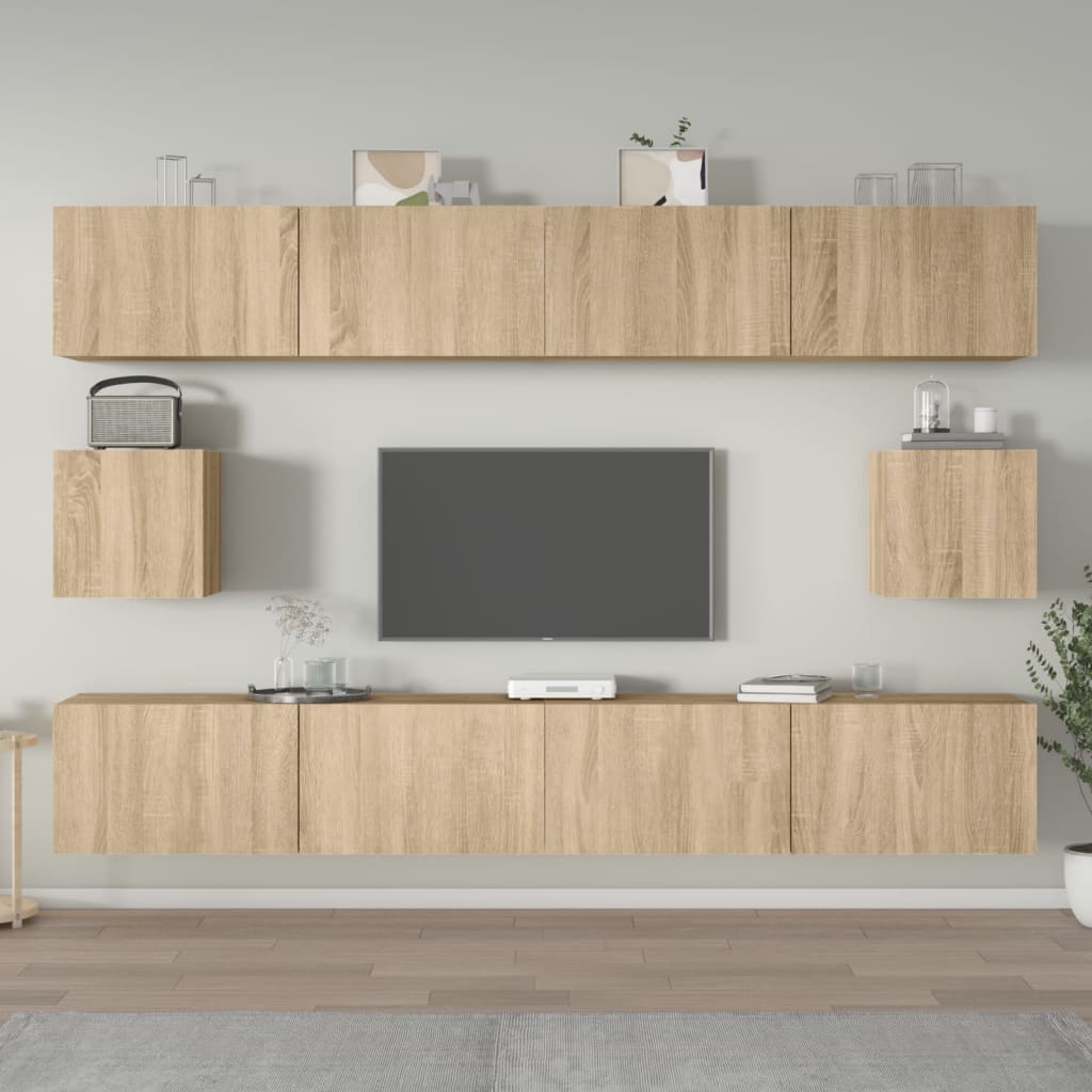 vidaXL 6-delige Tv-meubelset bewerkt hout wit