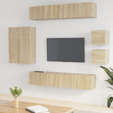 vidaXL 8-delige Tv-meubelset bewerkt hout wit