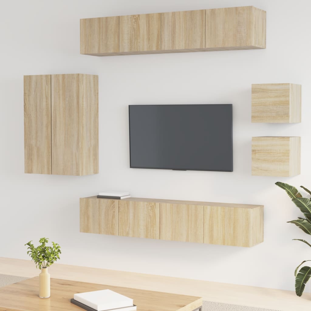 vidaXL 8-delige Tv-meubelset bewerkt hout wit