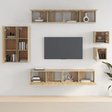 vidaXL 8-delige Tv-meubelset bewerkt hout wit