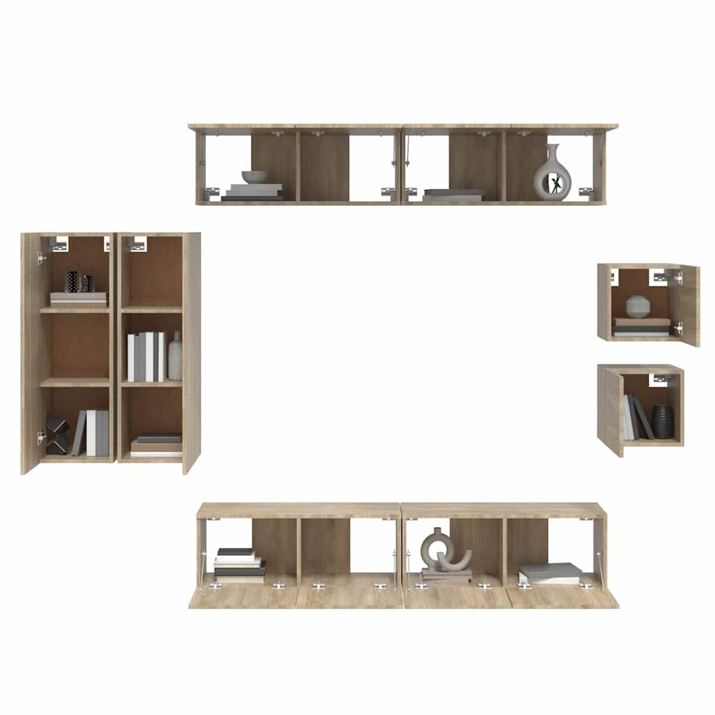 vidaXL 8-delige Tv-meubelset bewerkt hout wit