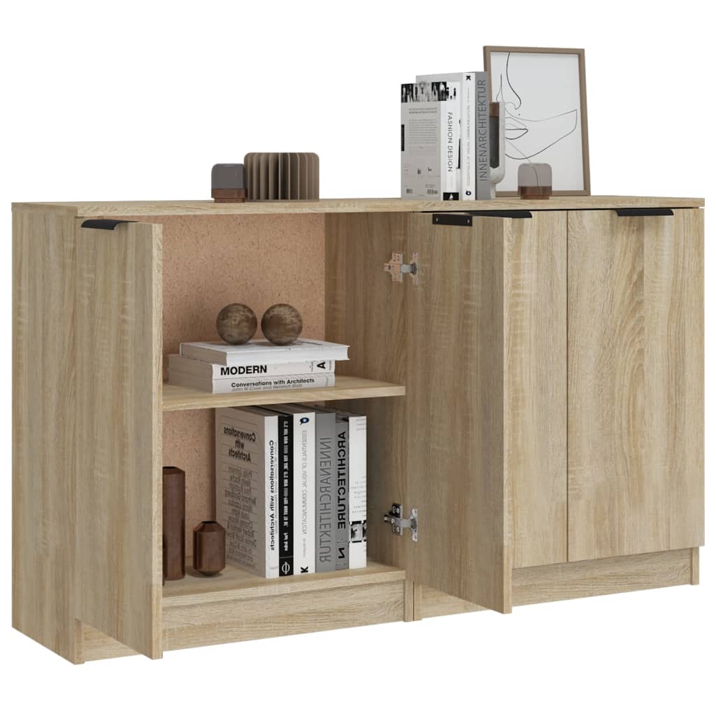 vidaXL Dressoirs 2 st 60x30x70 cm bewerkt hout wit