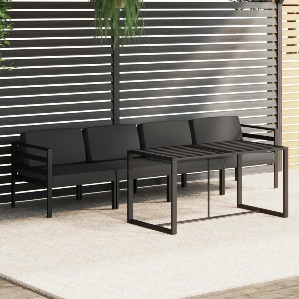 vidaXL 6-delige Loungeset met kussens aluminium antracietkleurig