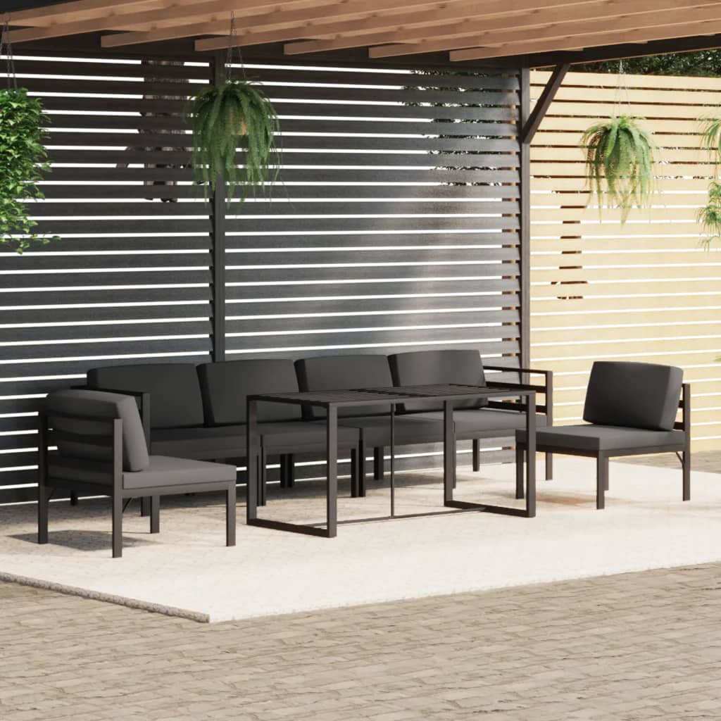 vidaXL 6-delige Loungeset met kussens aluminium antracietkleurig