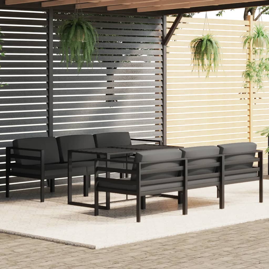 vidaXL 6-delige Loungeset met kussens aluminium antracietkleurig