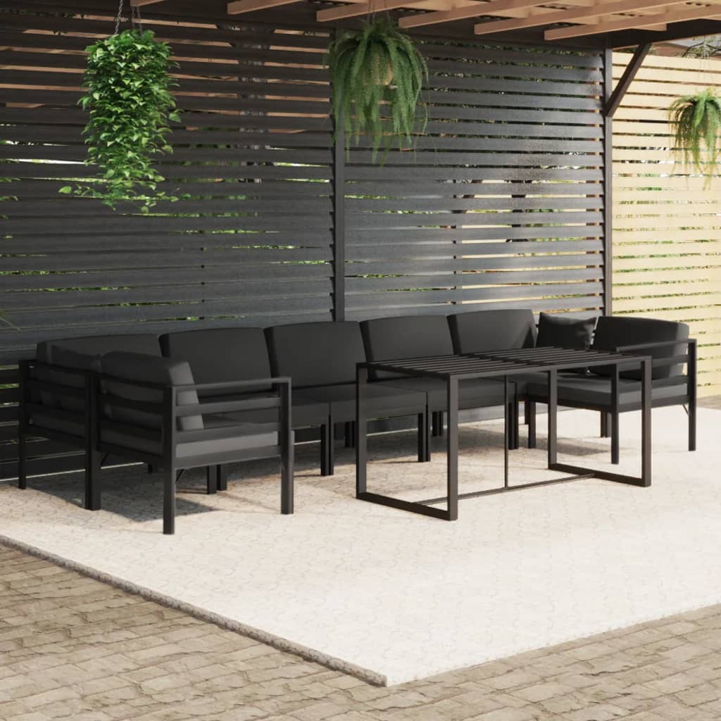 vidaXL 6-delige Loungeset met kussens aluminium antracietkleurig