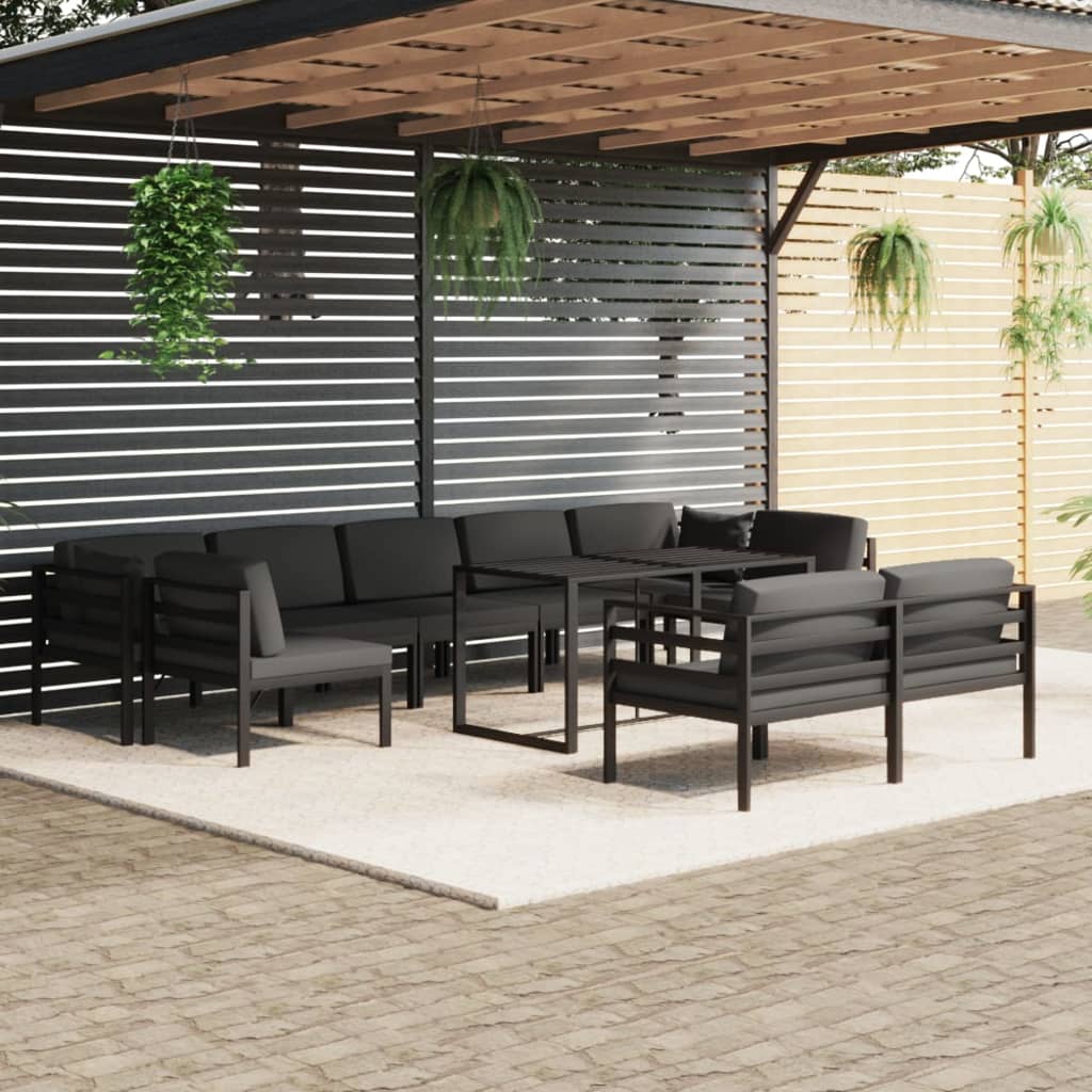 vidaXL 6-delige Loungeset met kussens aluminium antracietkleurig