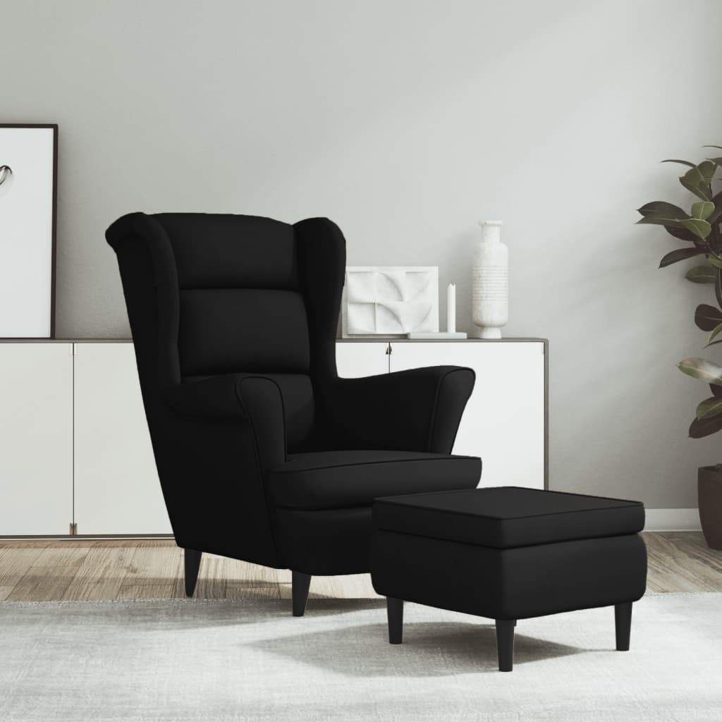vidaXL Fauteuil met voetenbank fluweel blauw