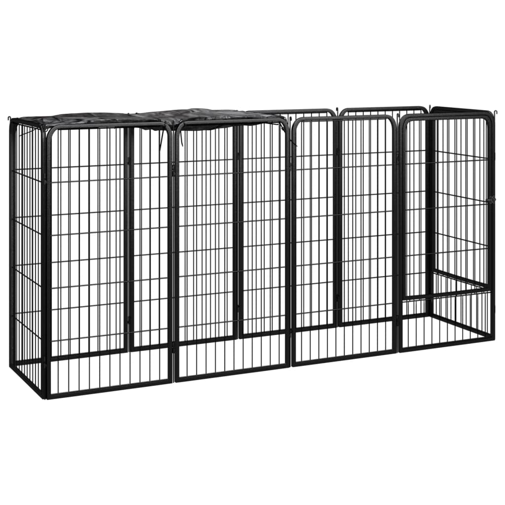 vidaXL Dog Kennel 6 Panels 50 x 100 cm Powder-Coated Steel Black