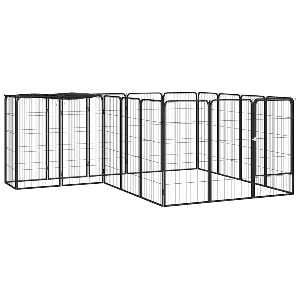 vidaXL Dog Kennel 6 Panels 50 x 100 cm Powder-Coated Steel Black
