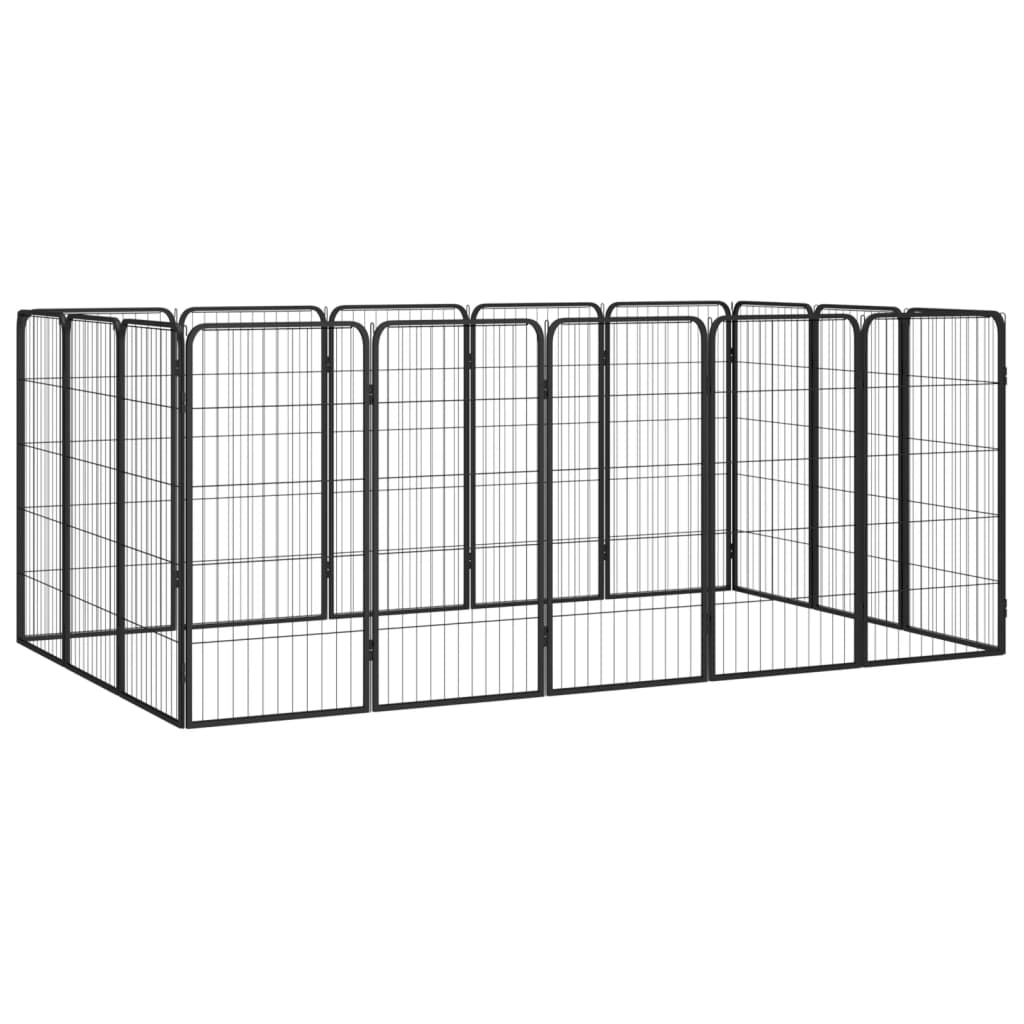 vidaXL Dog Kennel 4 Panels 50x100 cm Powder-Coated Steel Black