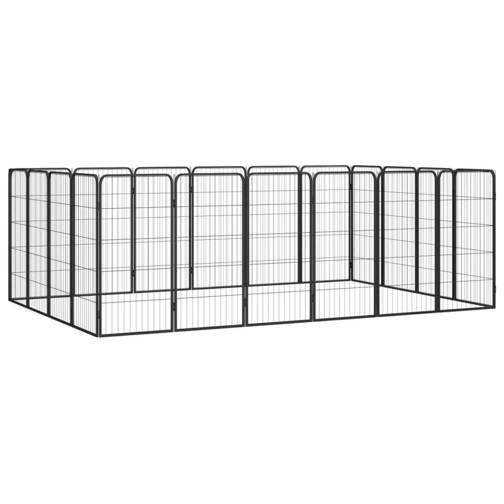 vidaXL Dog Kennel 4 Panels 50x100 cm Powder-Coated Steel Black