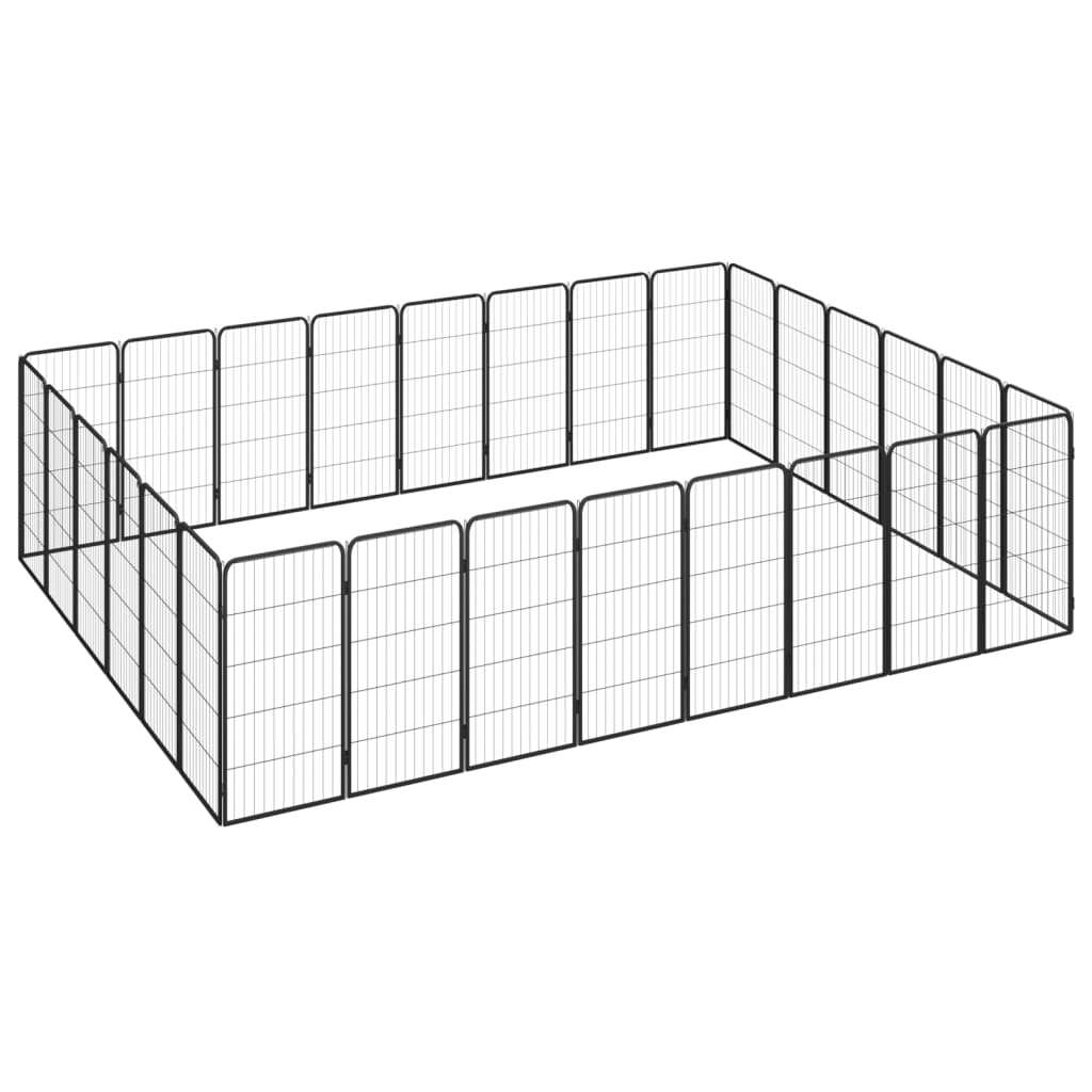 vidaXL Dog Kennel 4 Panels 50x100 cm Powder-Coated Steel Black