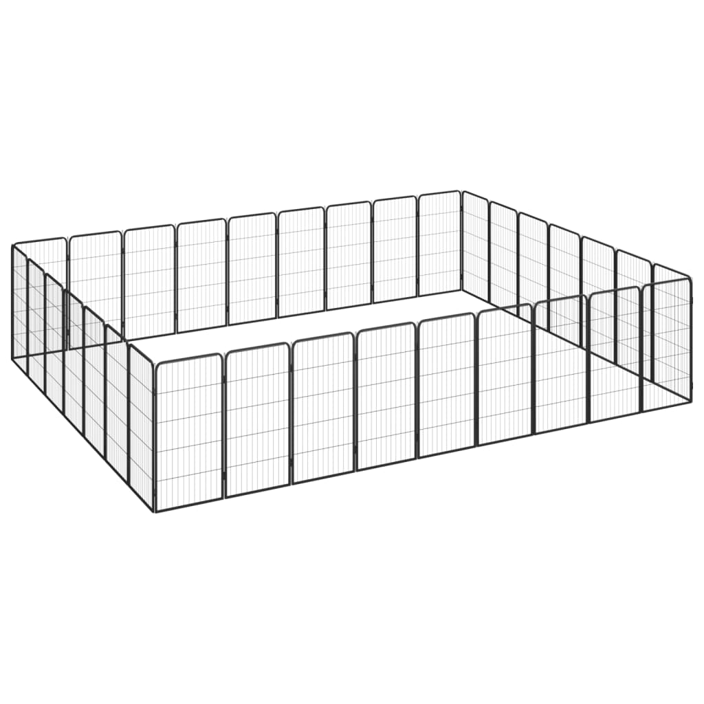 vidaXL Dog Kennel 4 Panels 50x100 cm Powder-Coated Steel Black