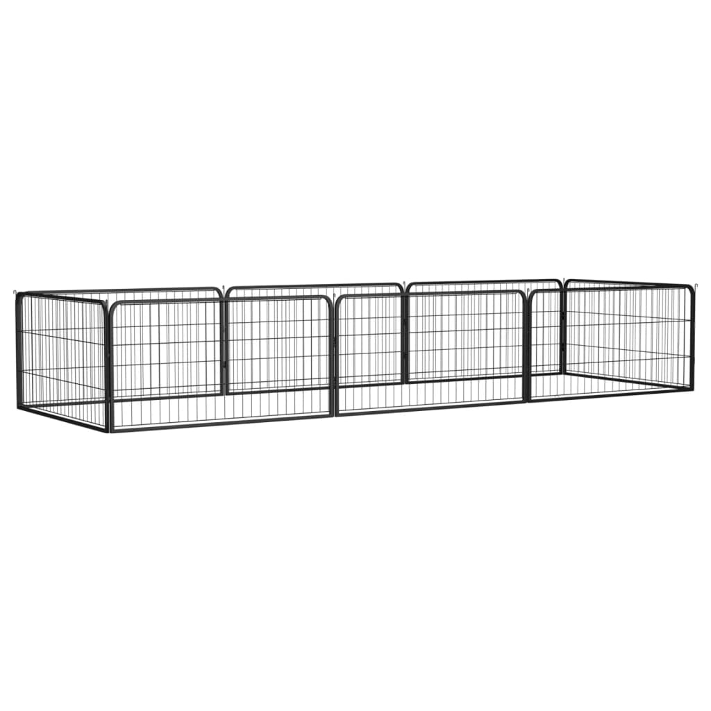 vidaXL Hondenkennel 4 panelen 100x50 cm gepoedercoat staal zwart