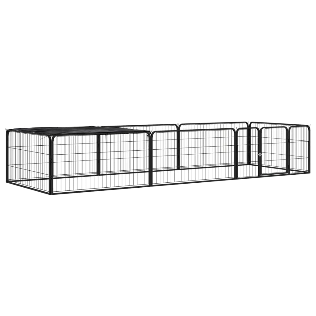 vidaXL Dog Kennel 4 Panels 100x50 cm Powder-Coated Steel Black