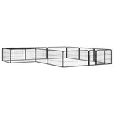 vidaXL Dog Kennel 4 Panels 100x50 cm Powder-Coated Steel Black