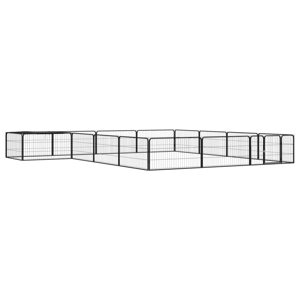 vidaXL Dog Kennel 4 Panels 100x50 cm Powder-Coated Steel Black
