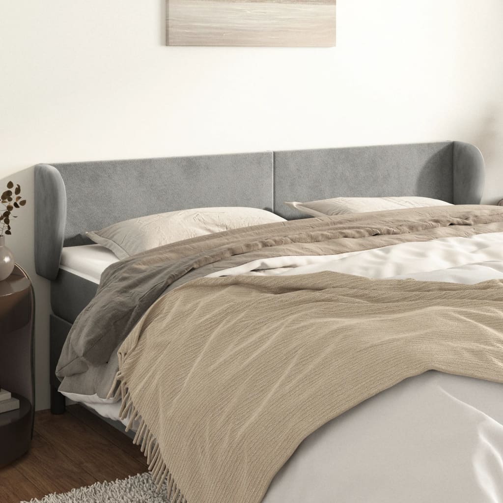 vidaXL Hoofdbord met randen 83x23x78/88 cm fluweel lichtgrijs
