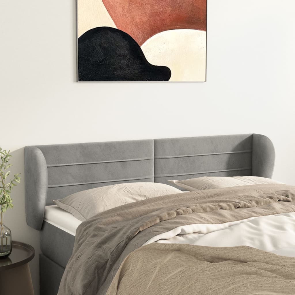 vidaXL Hoofdbord met randen 83x23x78/88 cm fluweel lichtgrijs