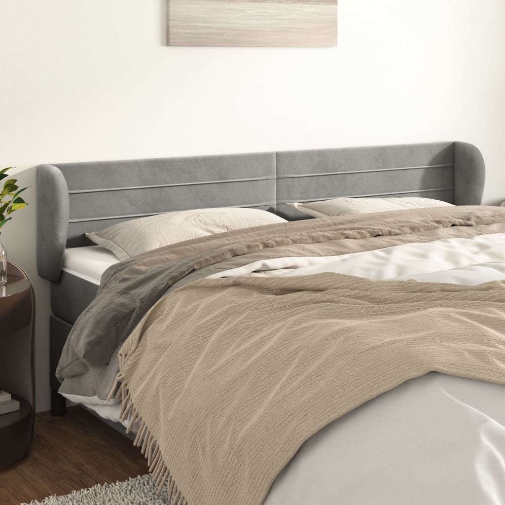 vidaXL Hoofdbord met randen 83x23x78/88 cm fluweel lichtgrijs