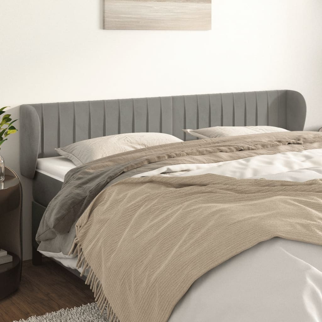 vidaXL Hoofdbord met randen 83x23x78/88 cm fluweel lichtgrijs