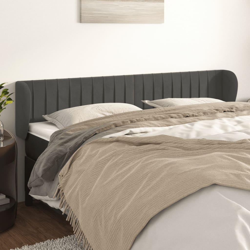 vidaXL Hoofdbord met randen 83x23x78/88 cm fluweel lichtgrijs