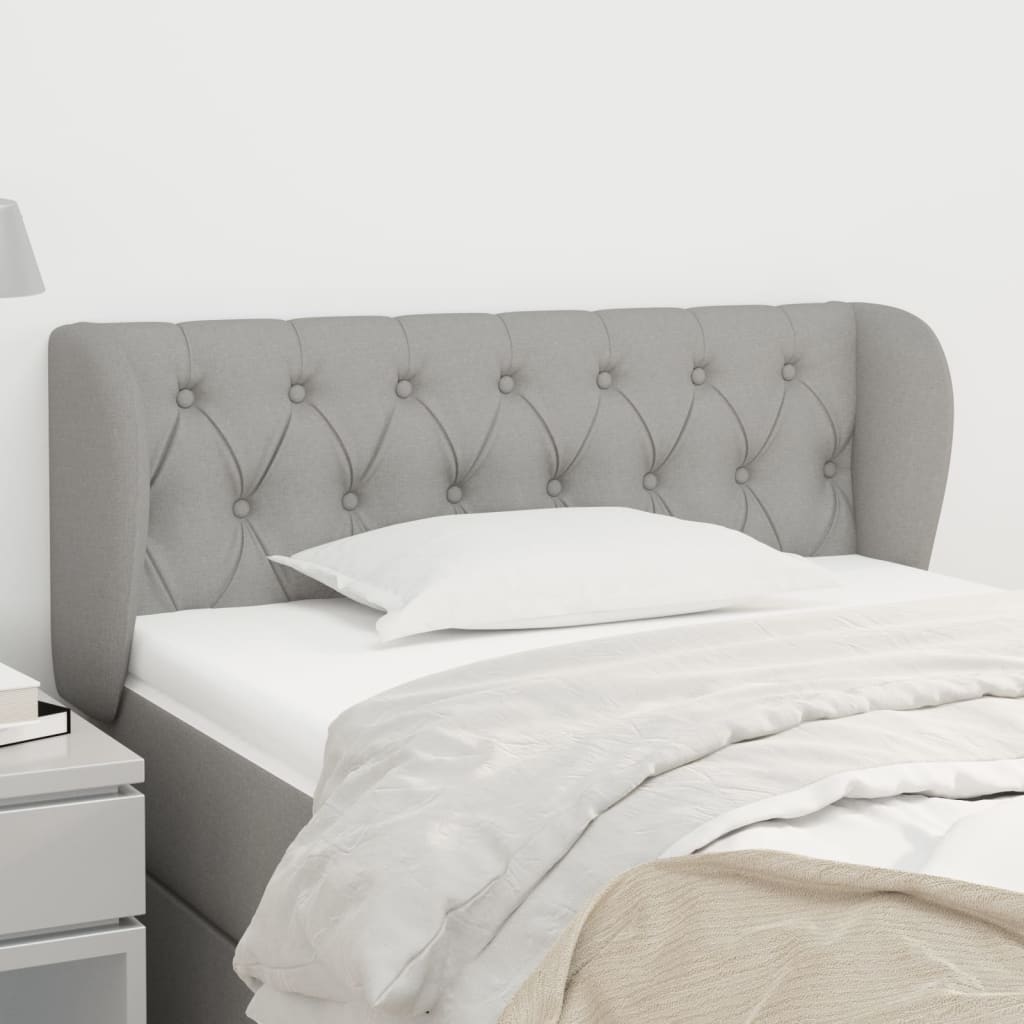 vidaXL Hoofdbord met randen 83x23x78/88 cm stof lichtgrijs