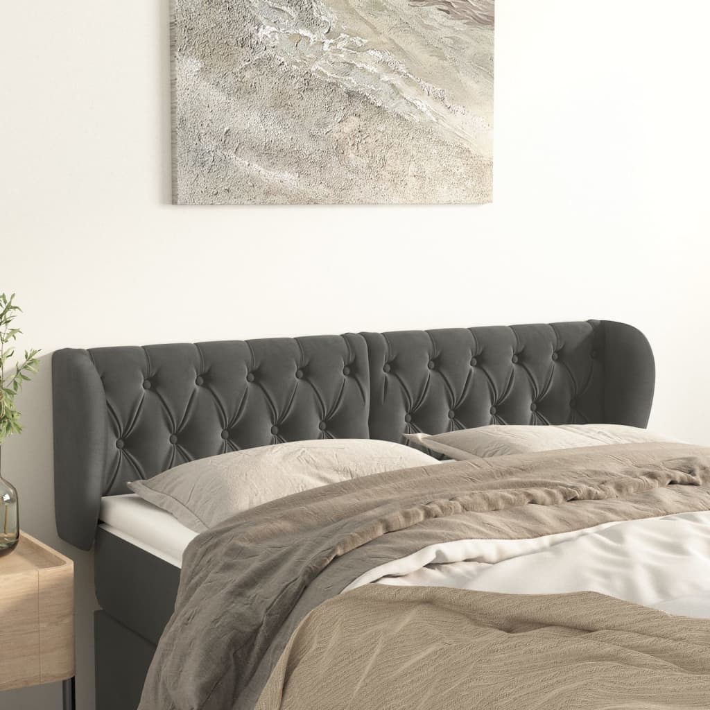 vidaXL Hoofdbord met randen 83x23x78/88 cm fluweel lichtgrijs