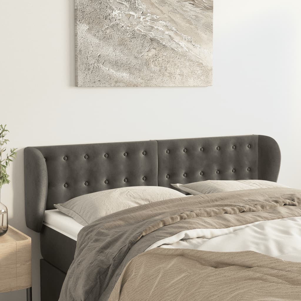 vidaXL Hoofdbord met randen 83x23x78/88 cm fluweel lichtgrijs
