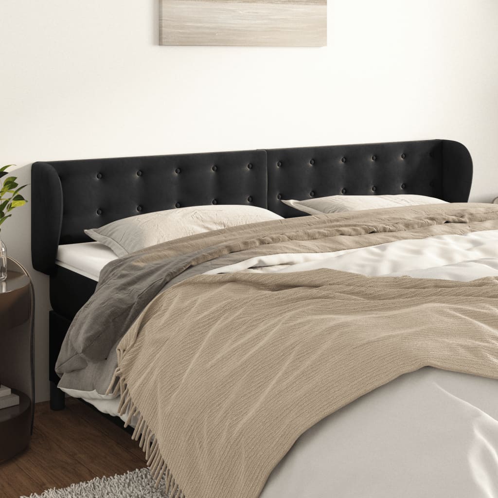 vidaXL Hoofdbord met randen 83x23x78/88 cm fluweel lichtgrijs