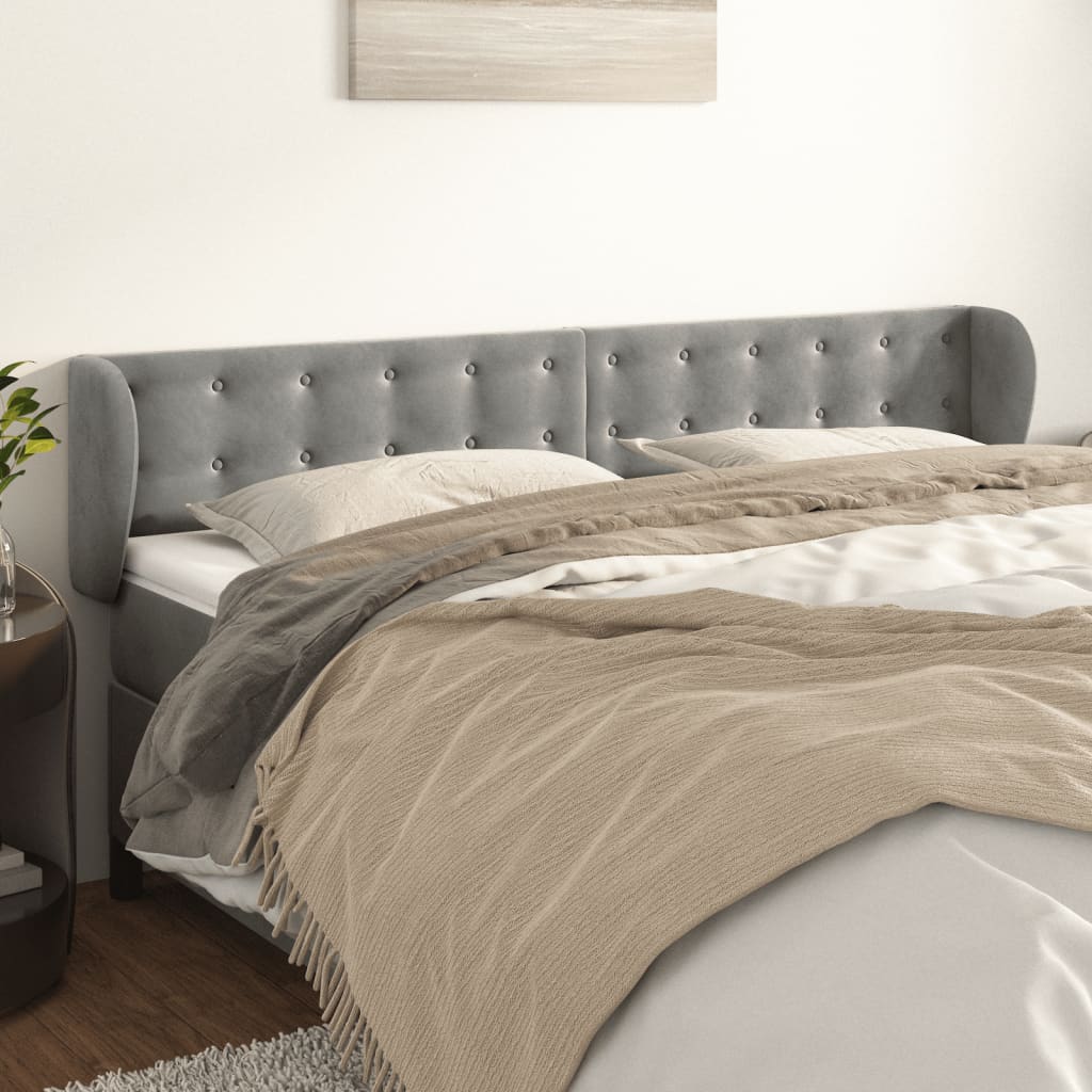 vidaXL Hoofdbord met randen 83x23x78/88 cm fluweel lichtgrijs