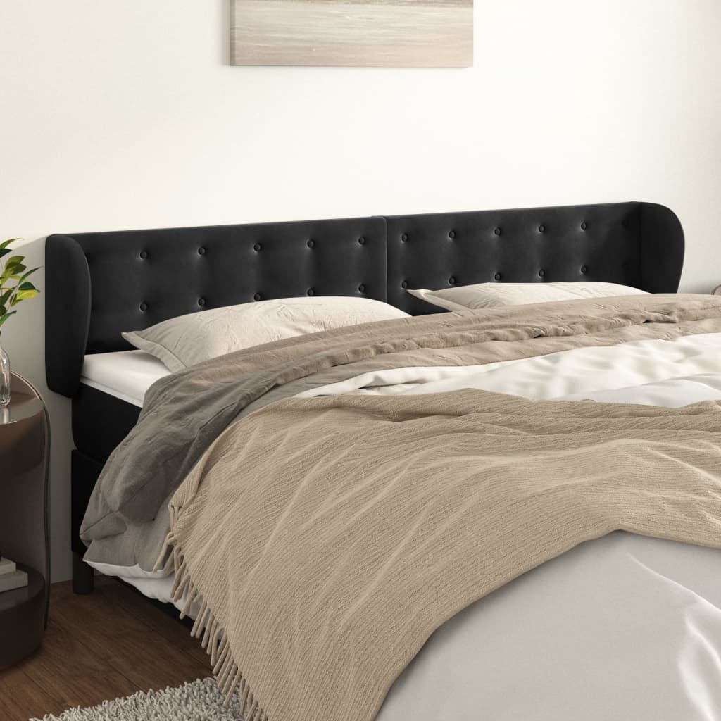 vidaXL Hoofdbord met randen 83x23x78/88 cm fluweel lichtgrijs